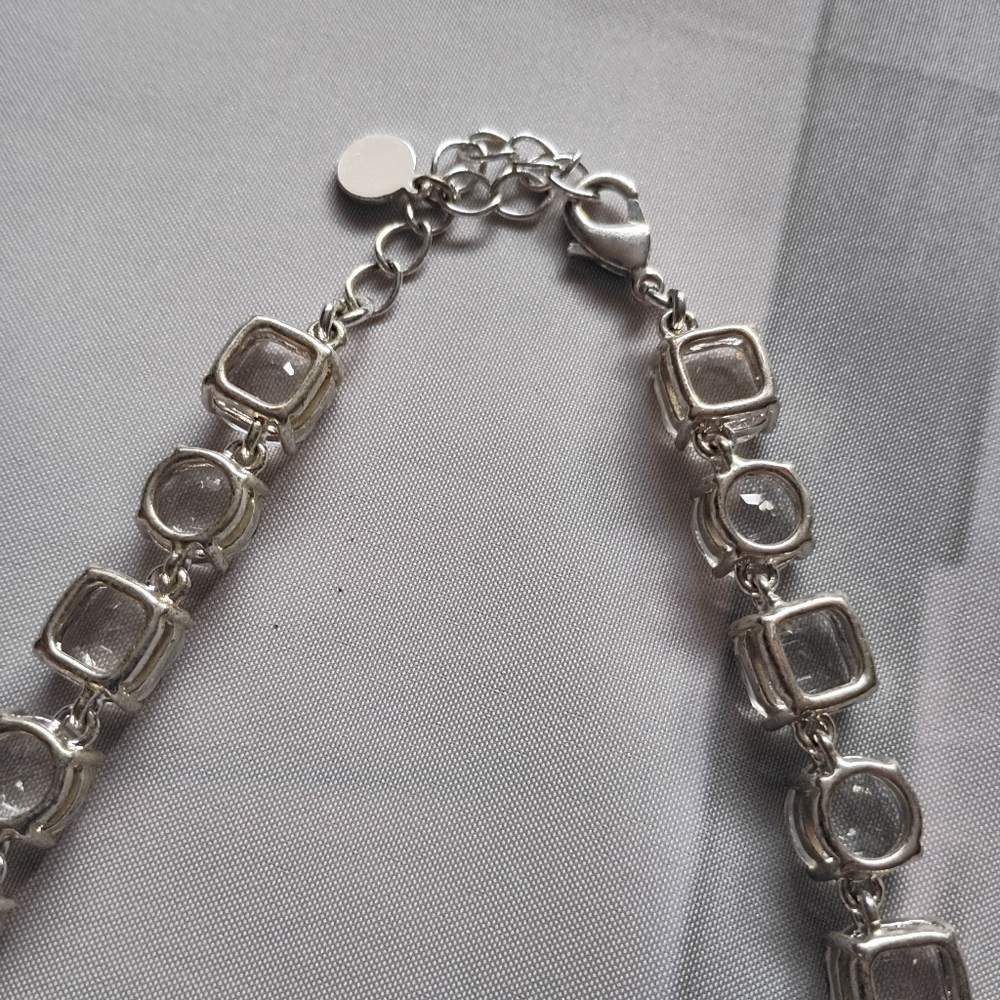 Charter Club Crystal Rhinestone Silver Tone statement Necklace Runway - Picture 8 of 10